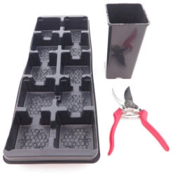 Diepe Vierkante Palmpot Rose Tray + 10 Potten - 2 Ltr.