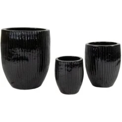 Portly Tall Egg Rib - Shiny Black - D50H60 Cm [pallet] -Planten Winkel 1950102726